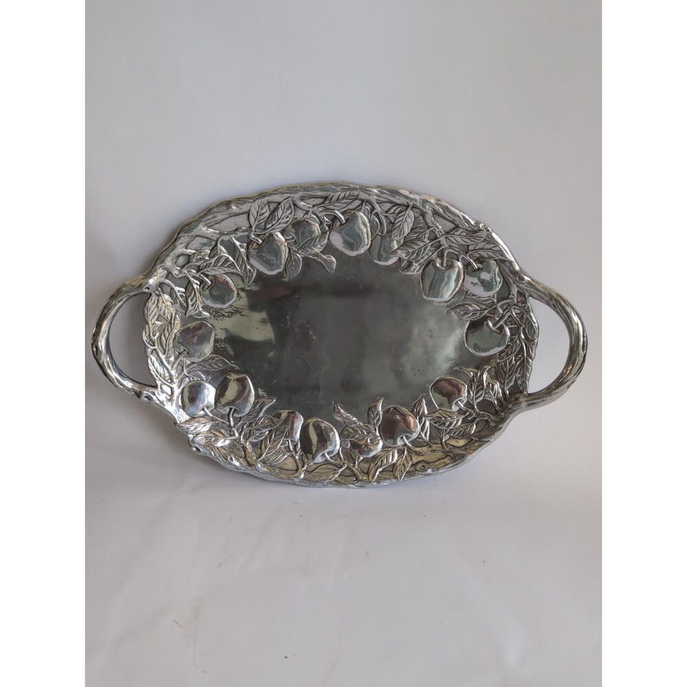 Vtg Arthur Court Oval Apples & Vines Platter 1991